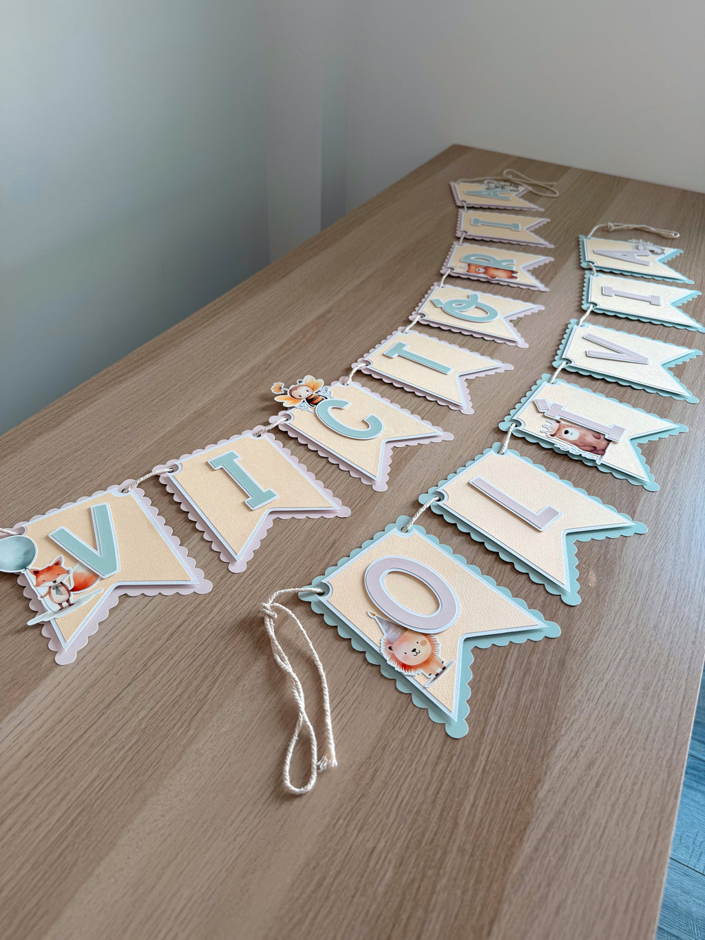 Animais fofos em festa | Bandeirola nome