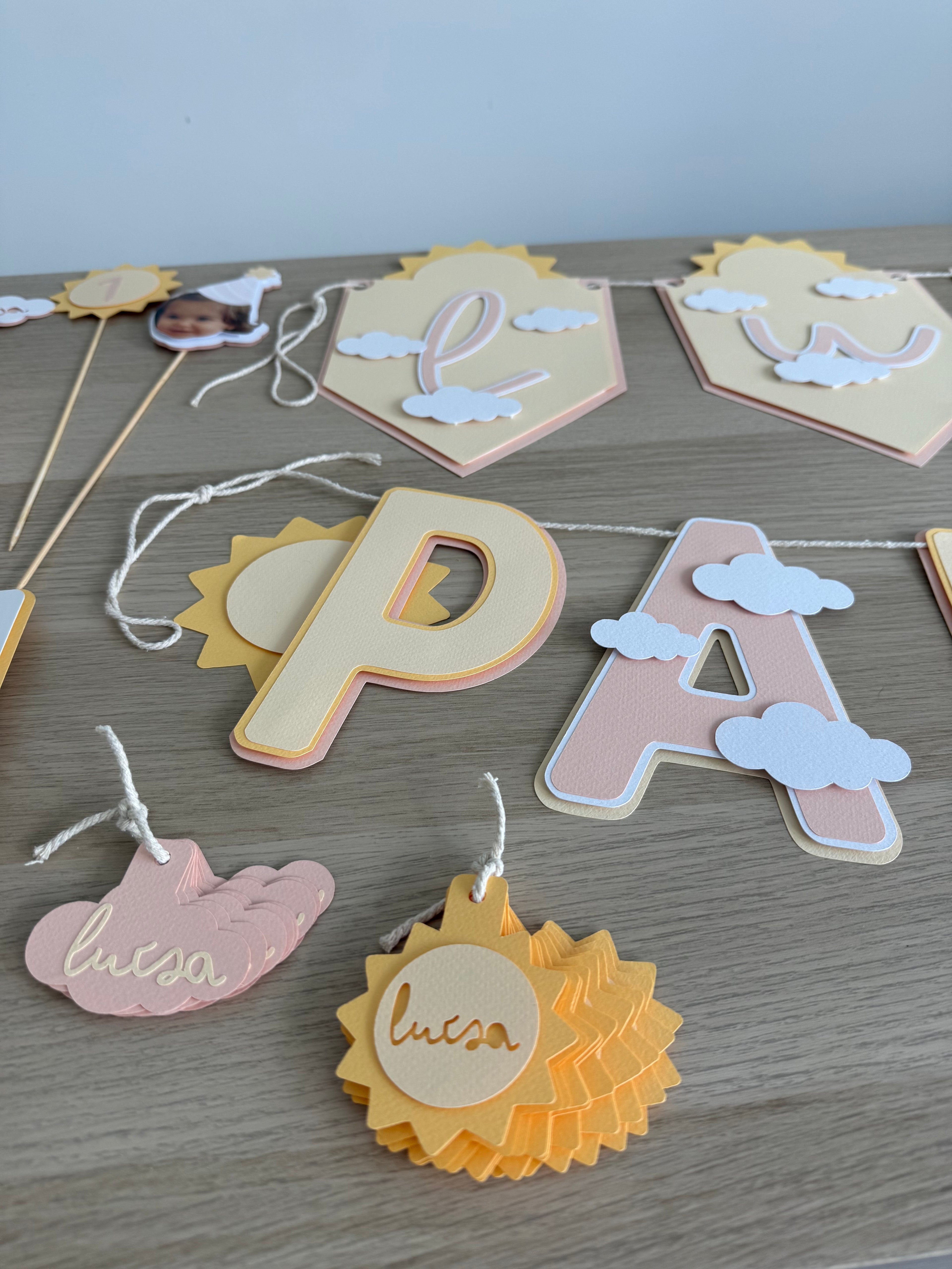 Volta ao sol rosa | Bandeirola parabéns