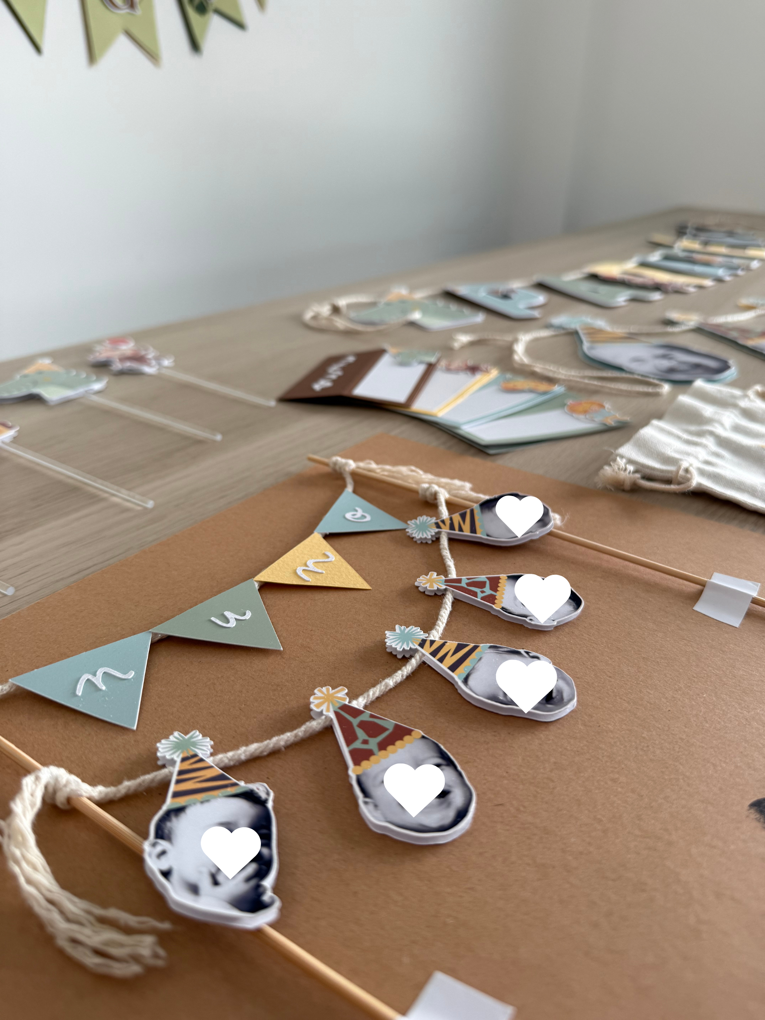 Animais em festas | Topo de bolo bandeirolas + carinhas