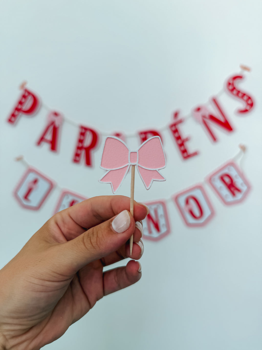 Corações e laços | Mini toppers tema