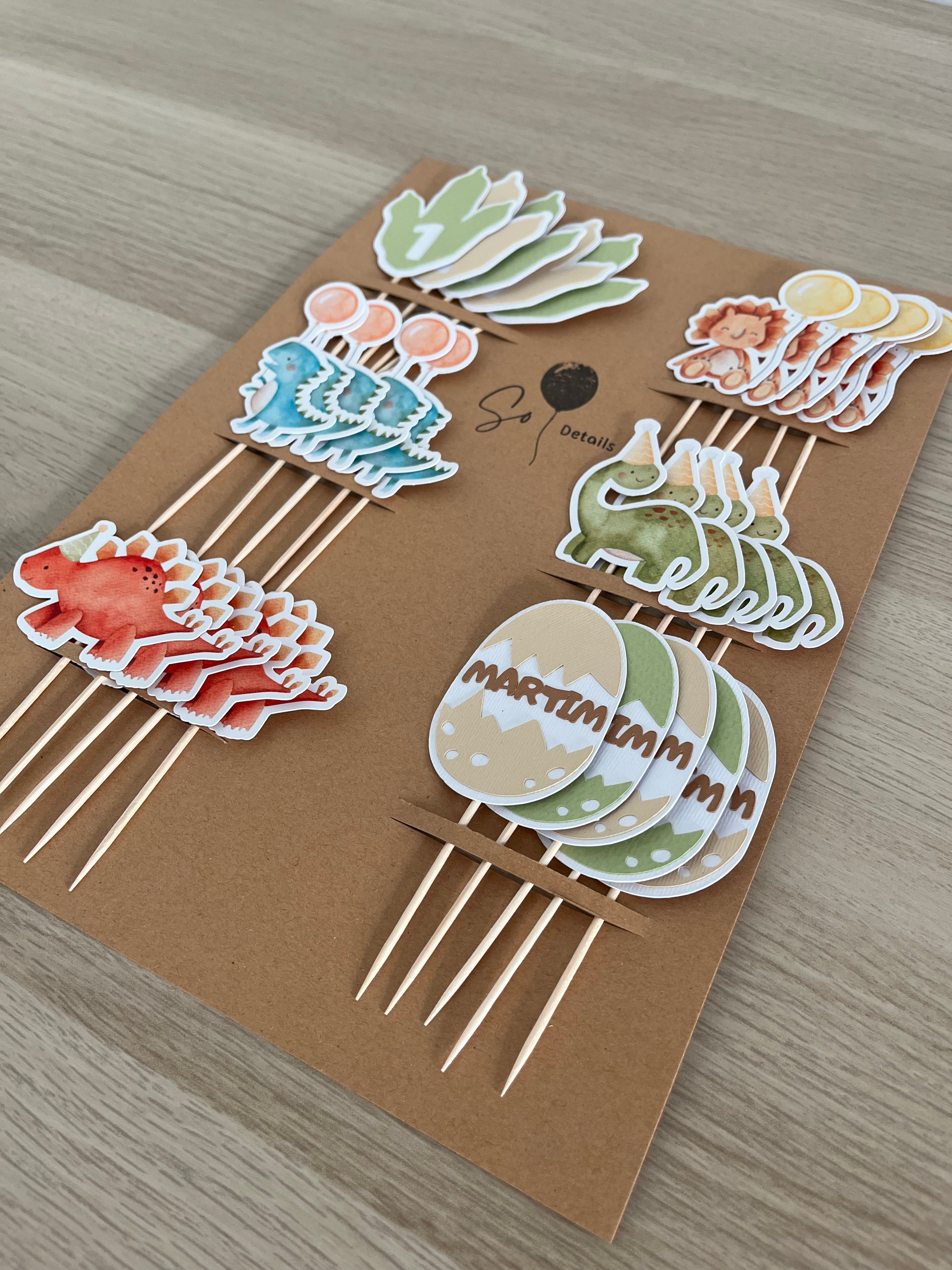 Dinossauros em festa | Mini toppers tema