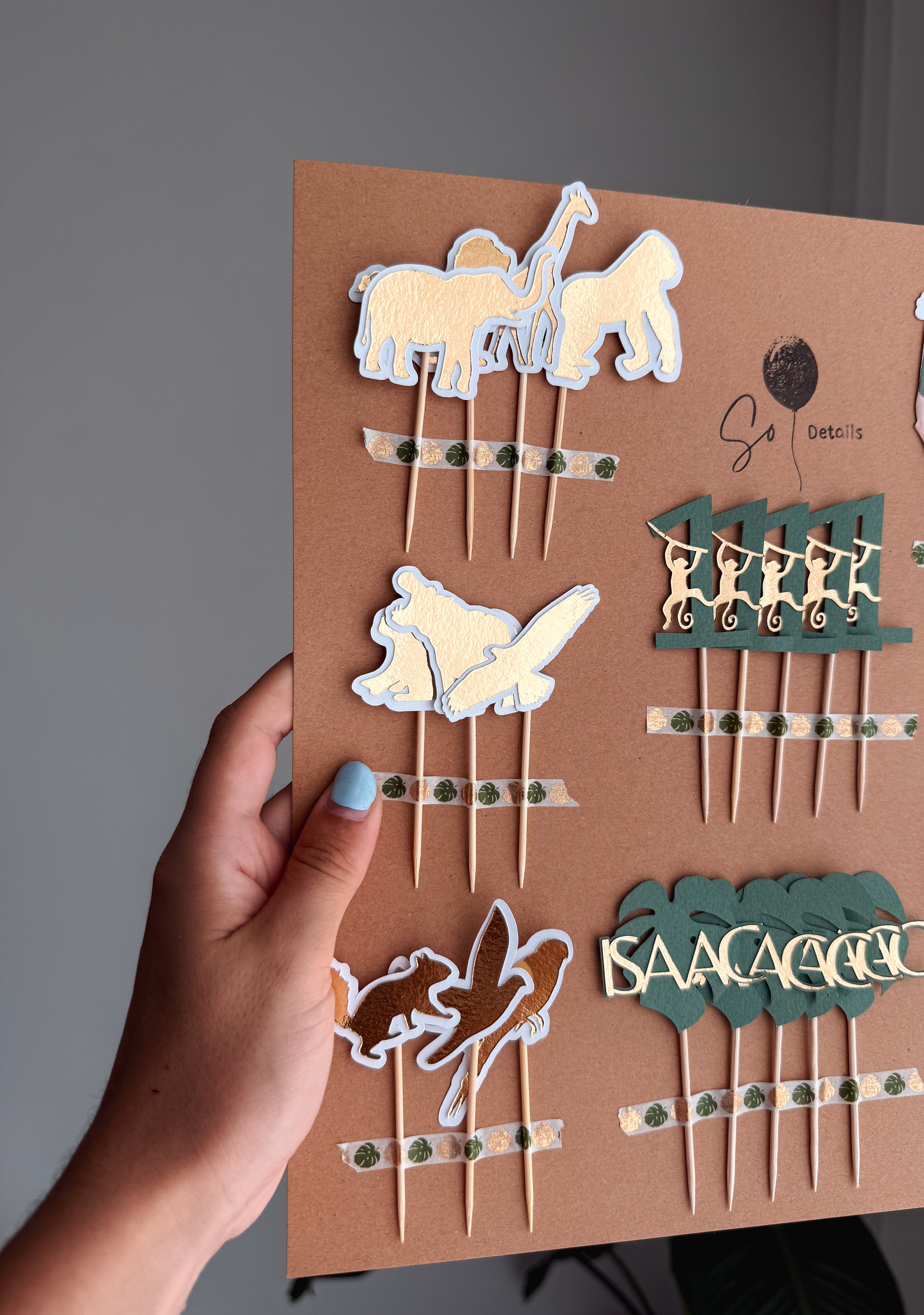 Animais gold | Mini toppers tema