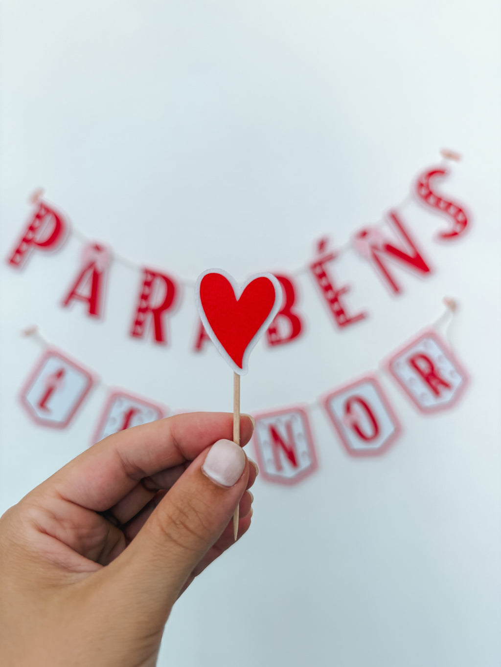 Corações e laços | Mini toppers tema