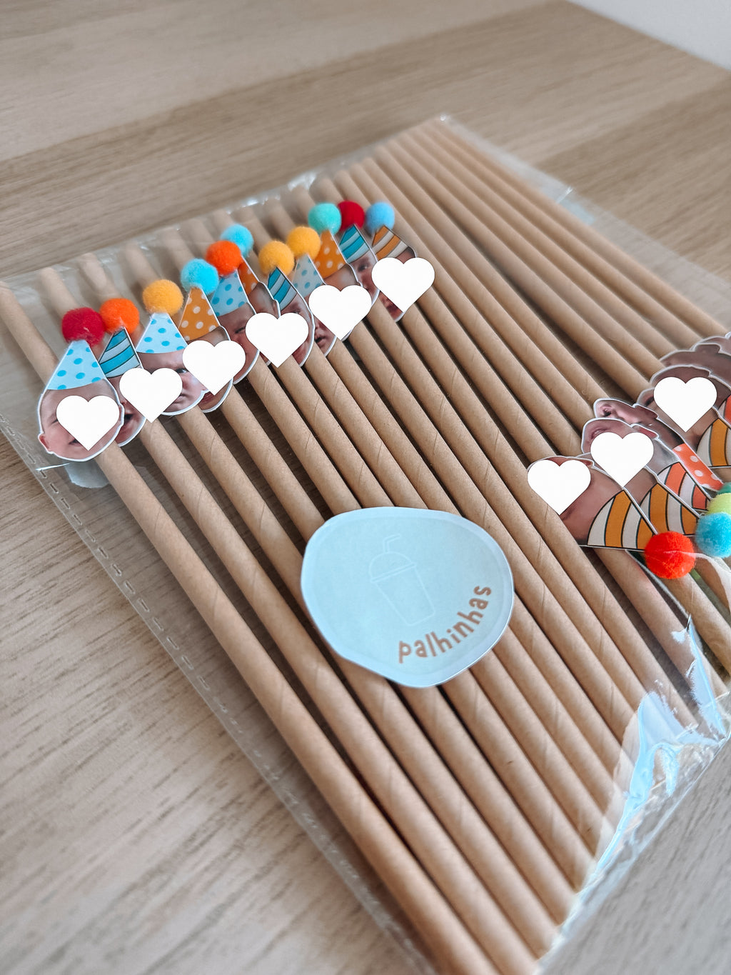 Pompom carinhas | Palhinhas