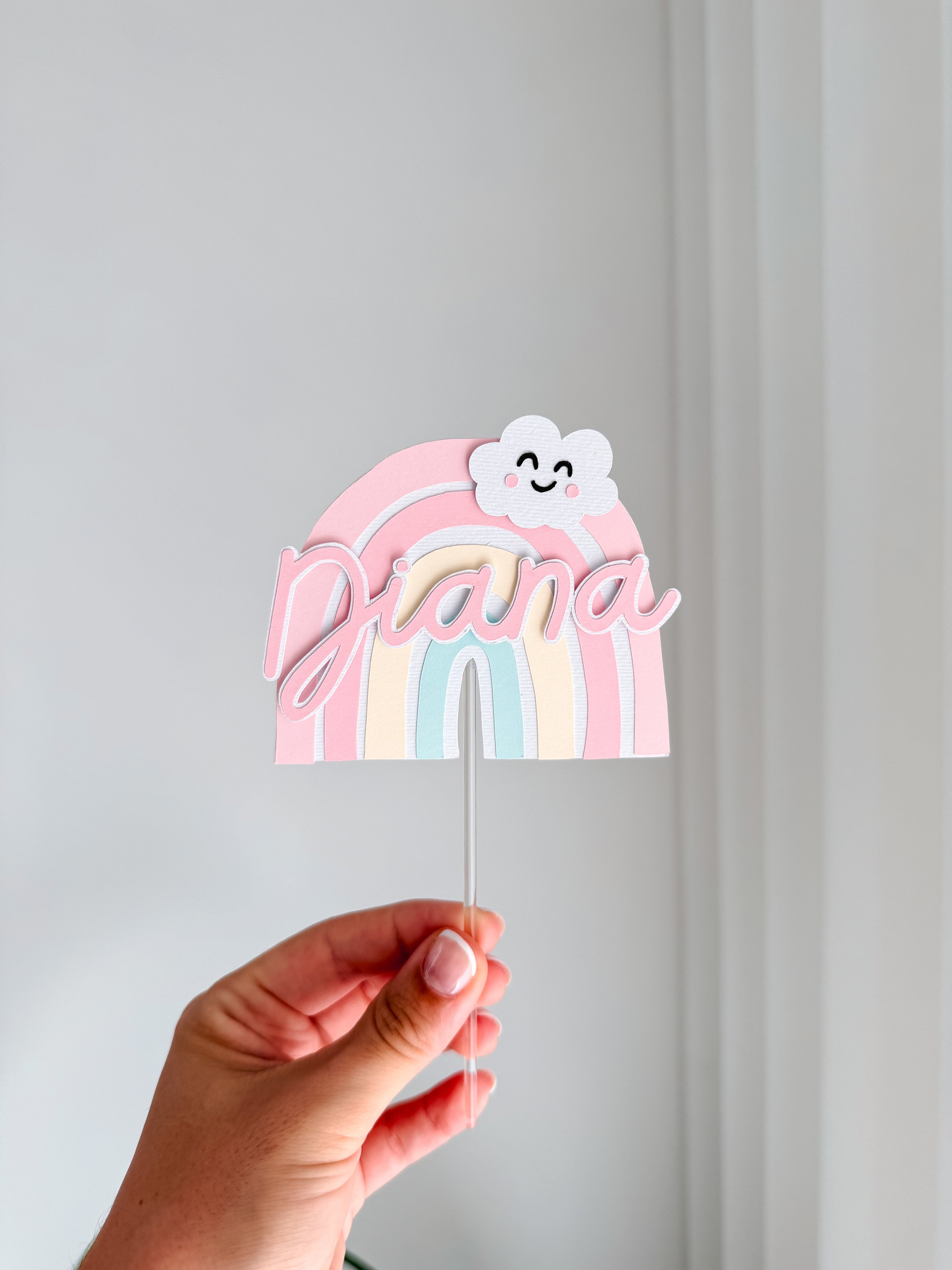 Arco íris e nuvem | Topo de bolo simples