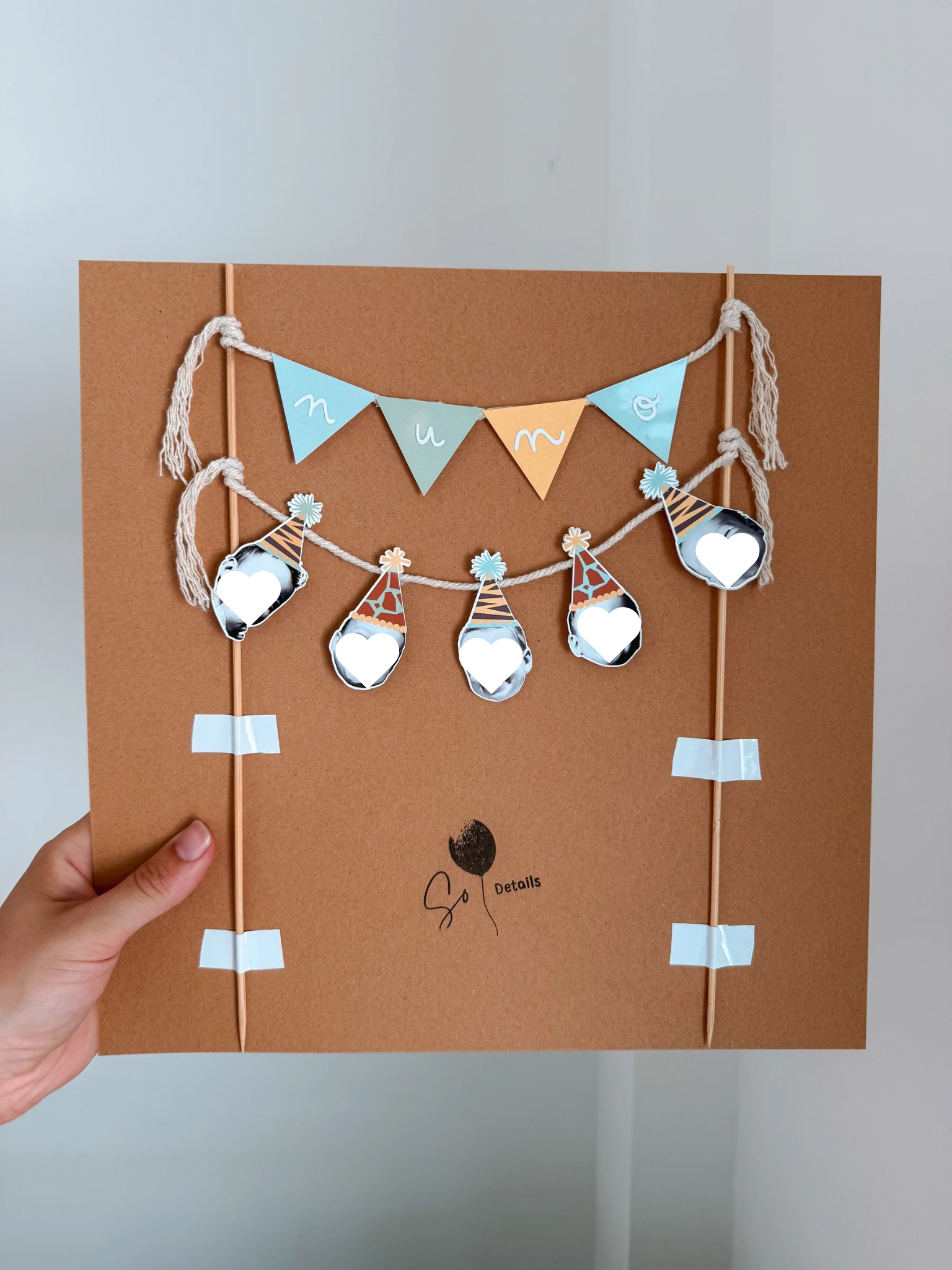 Animais em festas | Topo de bolo bandeirolas + carinhas