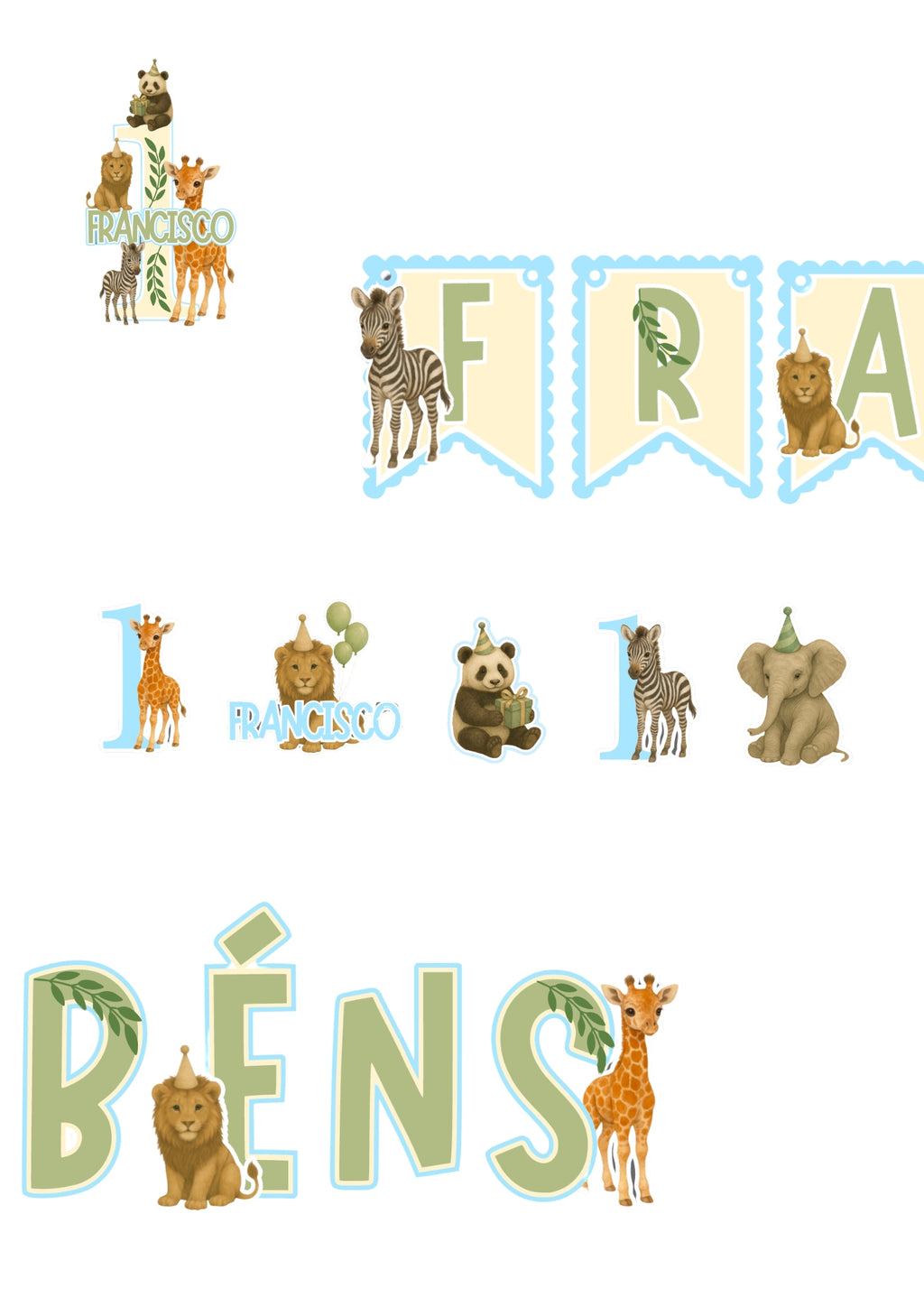 Animais aniversário - KIT DIGITAL IMPRESSO