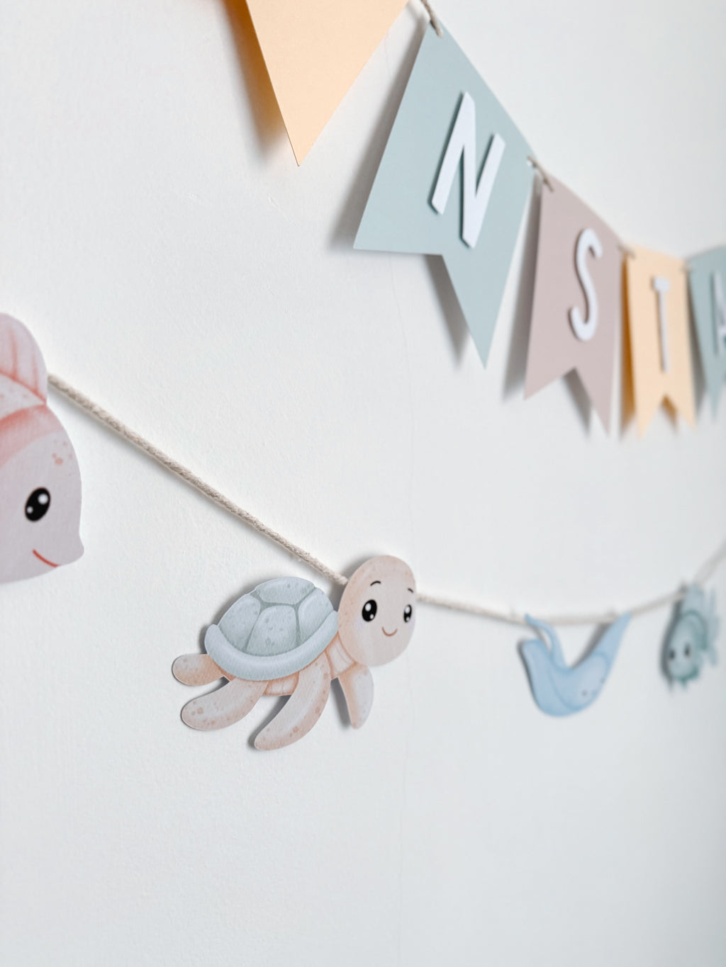 Animais do mar aquarela | Bandeirola nome