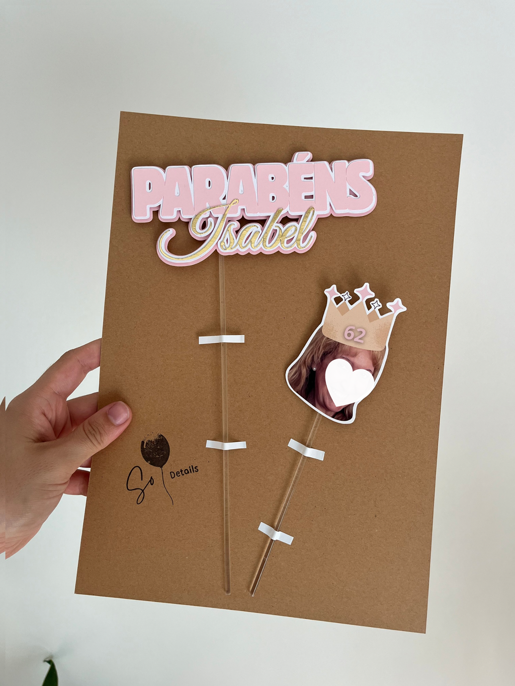 Parabéns nome + cara com coroa | Topo de bolo