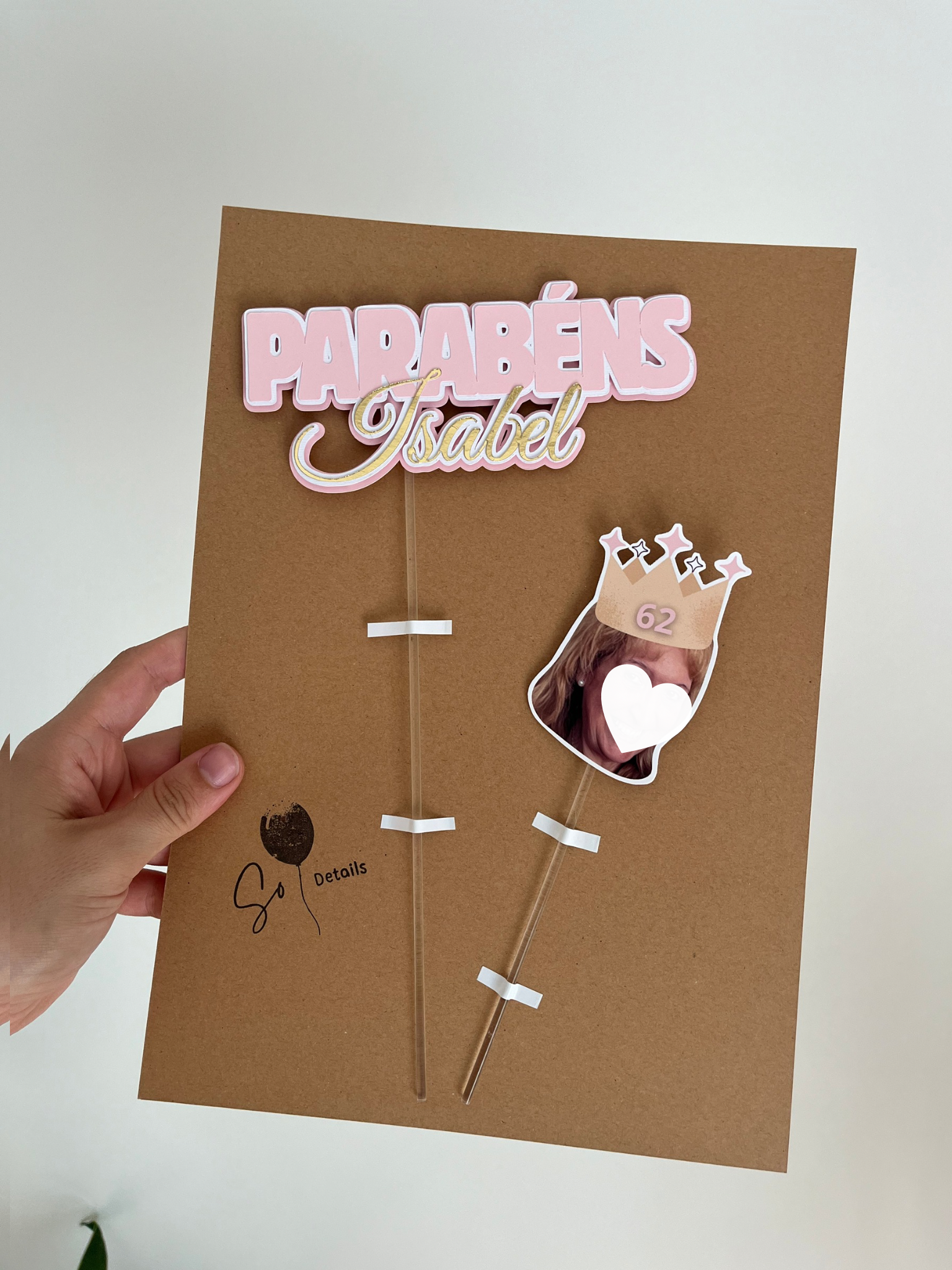 Parabéns nome + cara com coroa | Topo de bolo