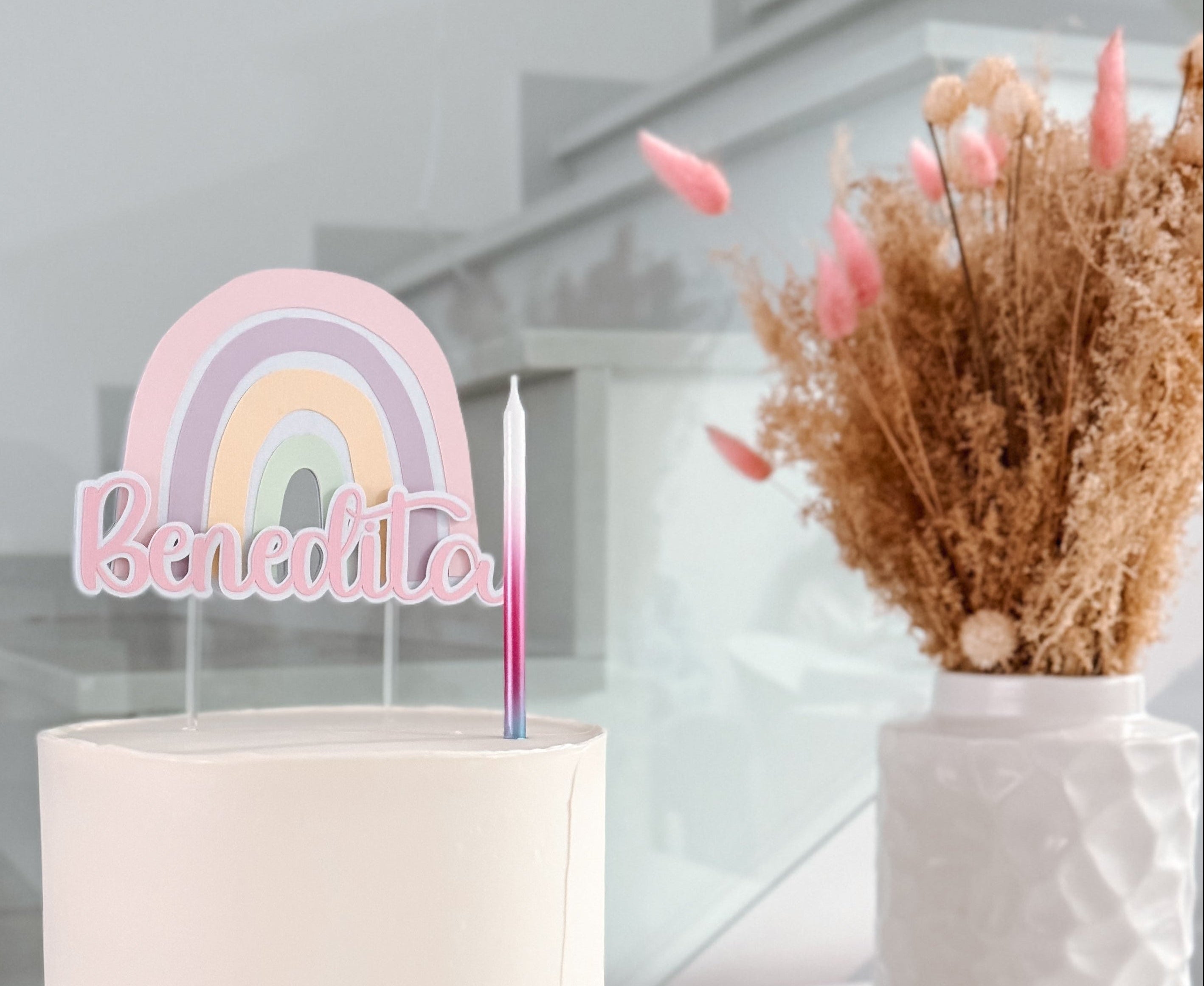 Arco íris minimal | Topo de bolo simples