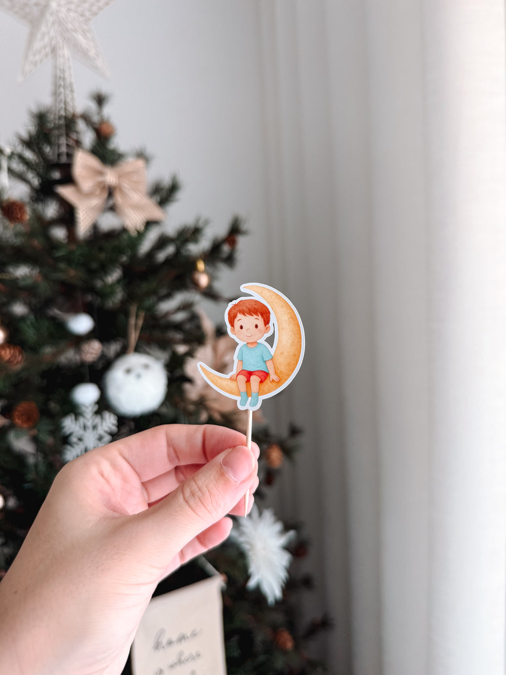Menino na lua | mini toppers tema