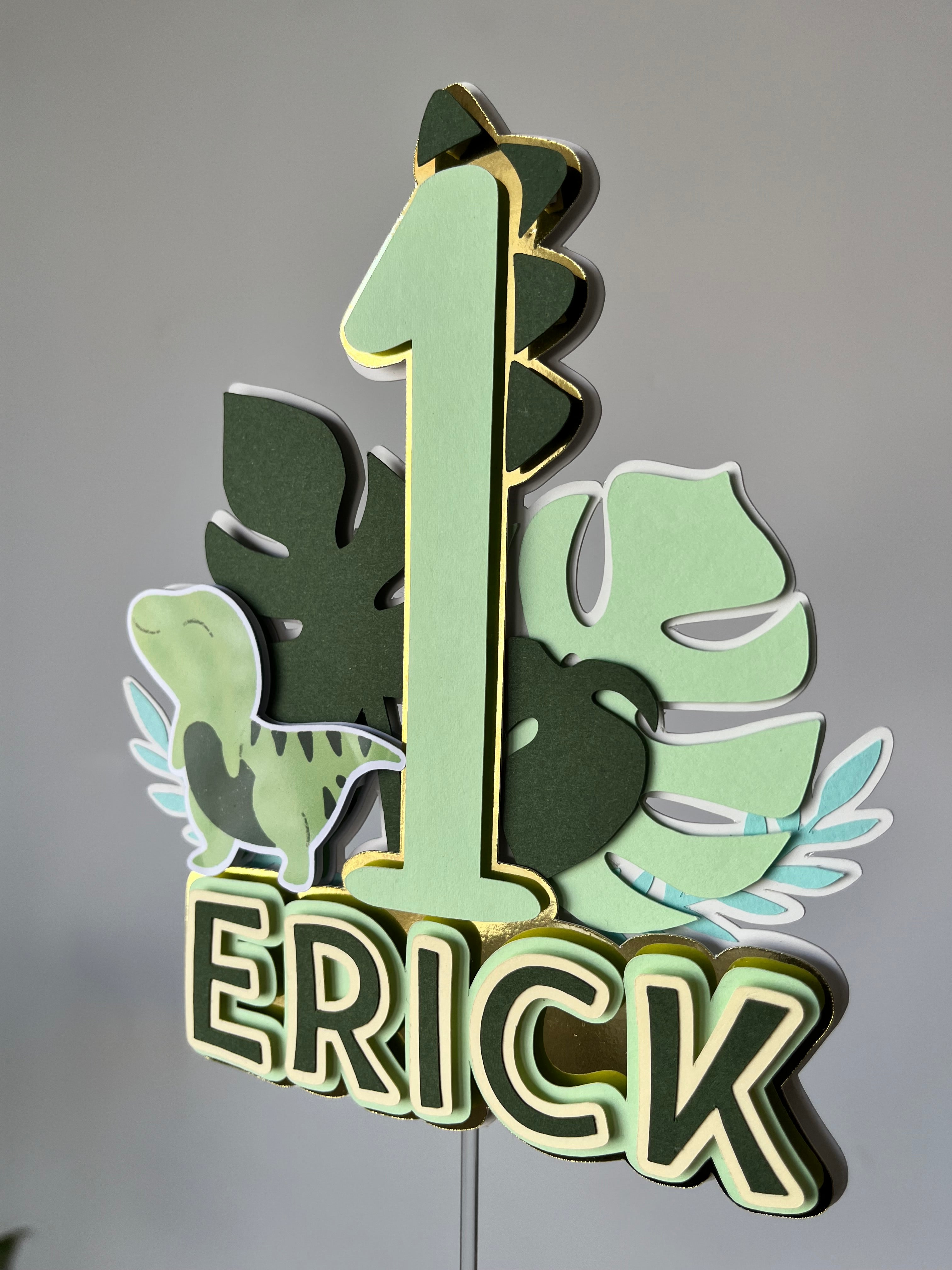 Dinossauros felizes | Topo de bolo premium