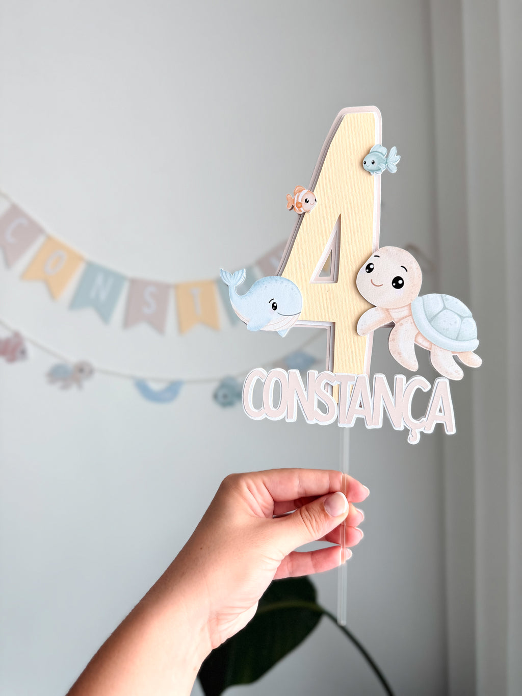 Animais do mar aquarela | Topo de bolo premium