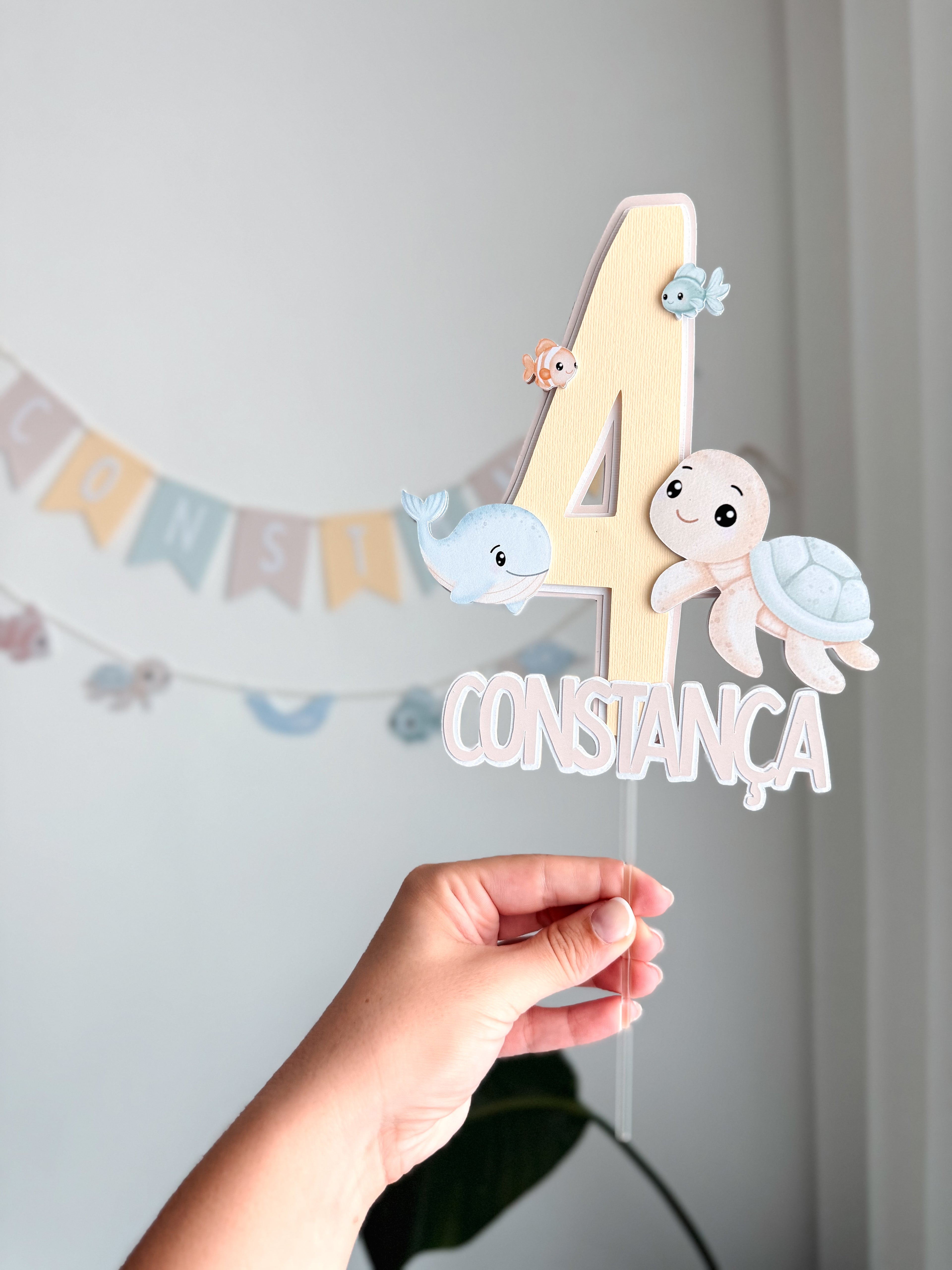 Animais do mar aquarela | Topo de bolo premium