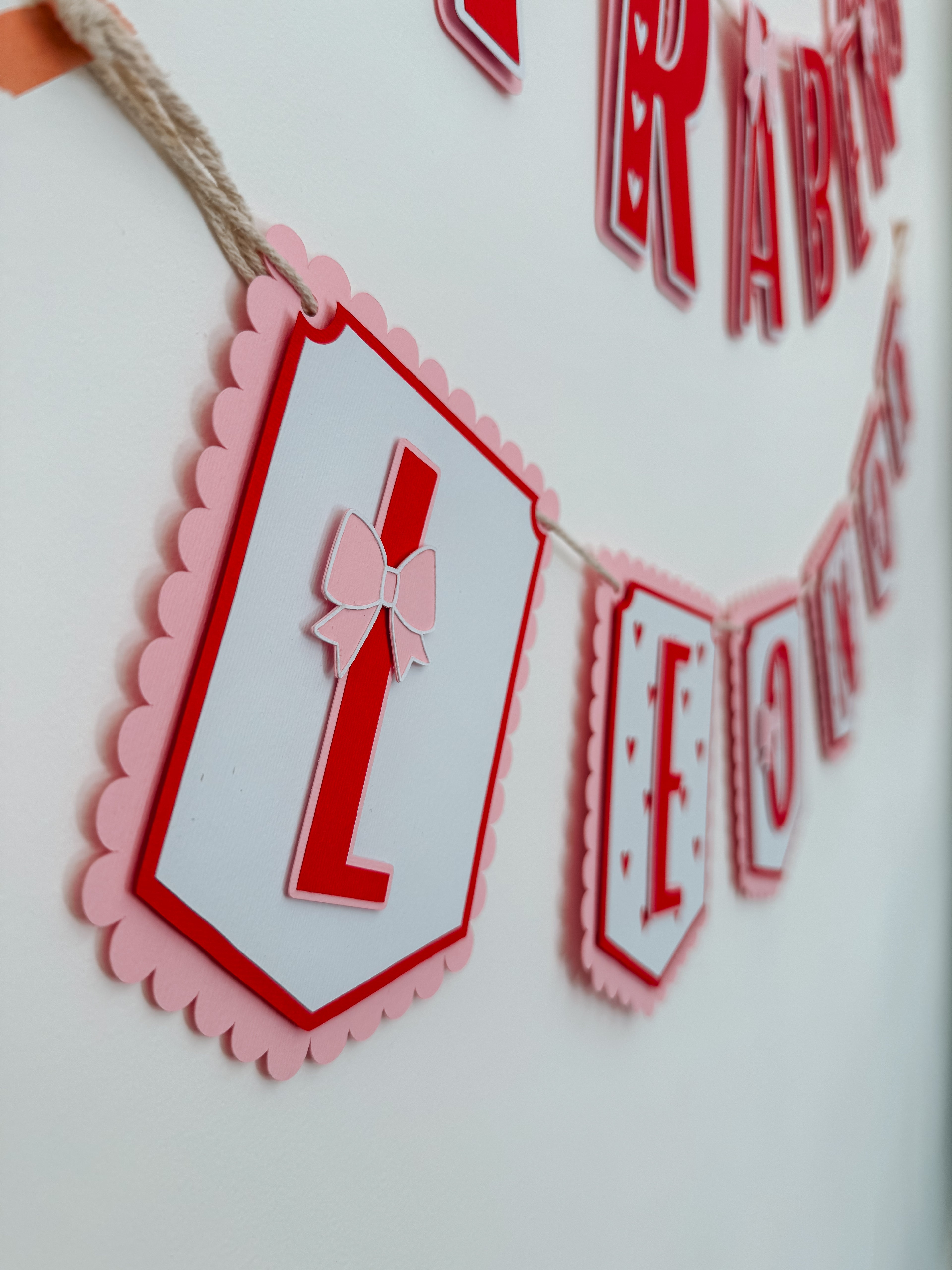 Corações e laços | Bandeirola nome