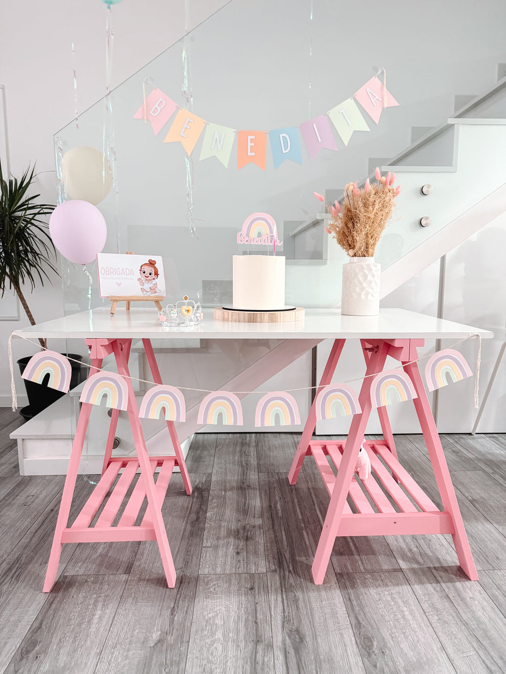 Arco íris minimal | Bandeirola nome