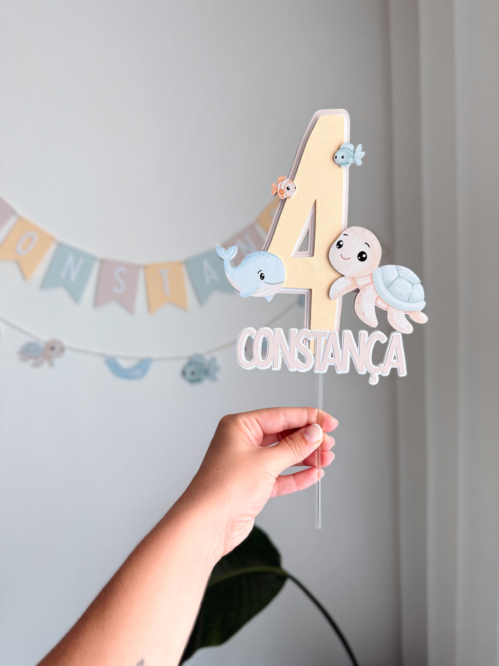 Animais do mar aquarela | Topo de bolo premium