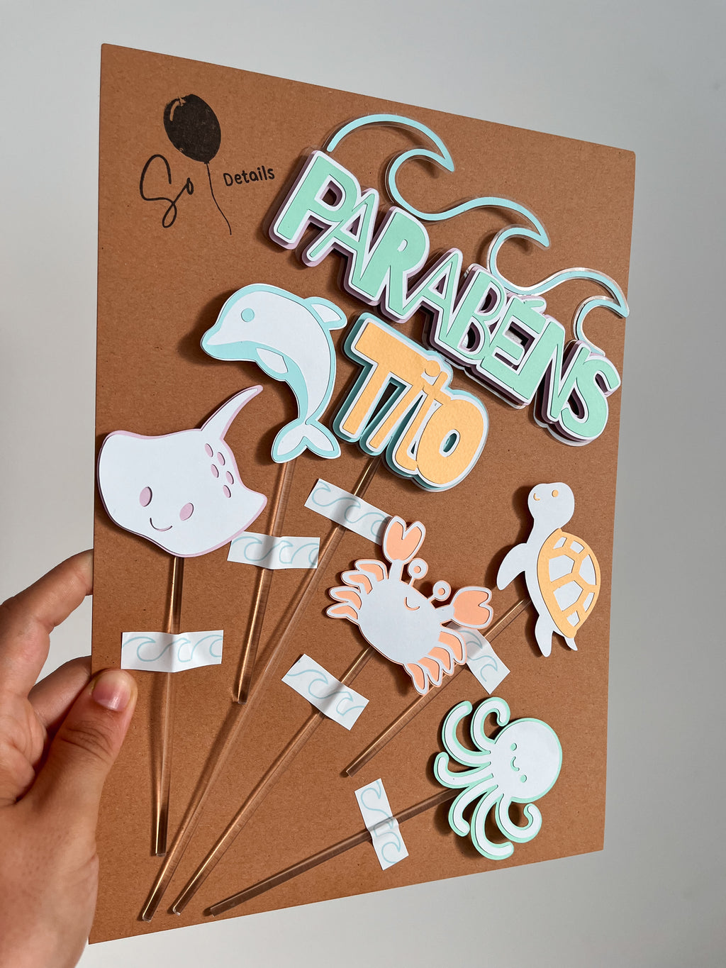 Animais do mar | Topo de bolo vários elementos