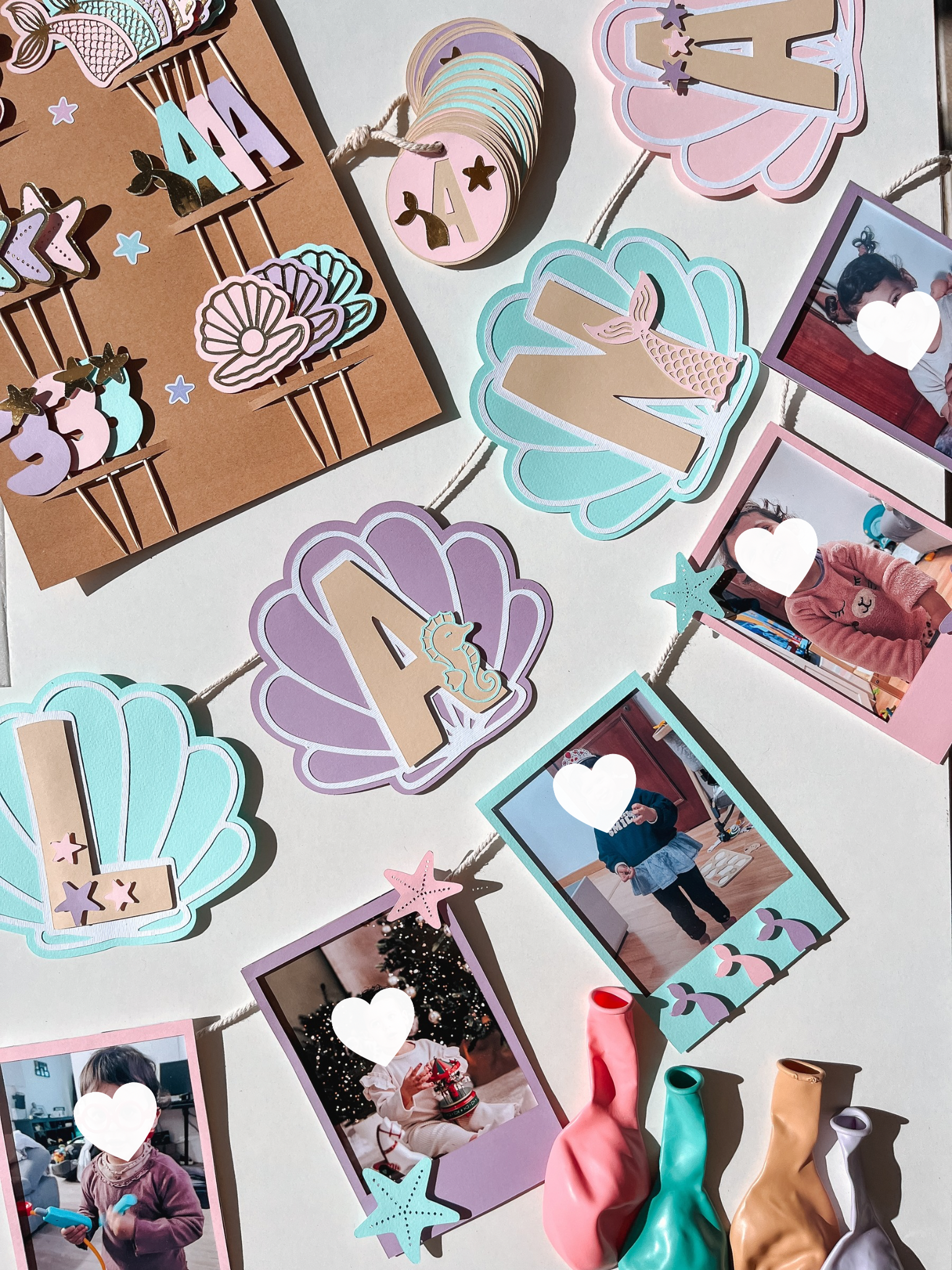 Sereia e mar | Bandeirola poloroid