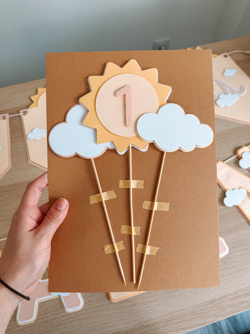 Volta ao sol rosa | Topo de bolo vários elementos