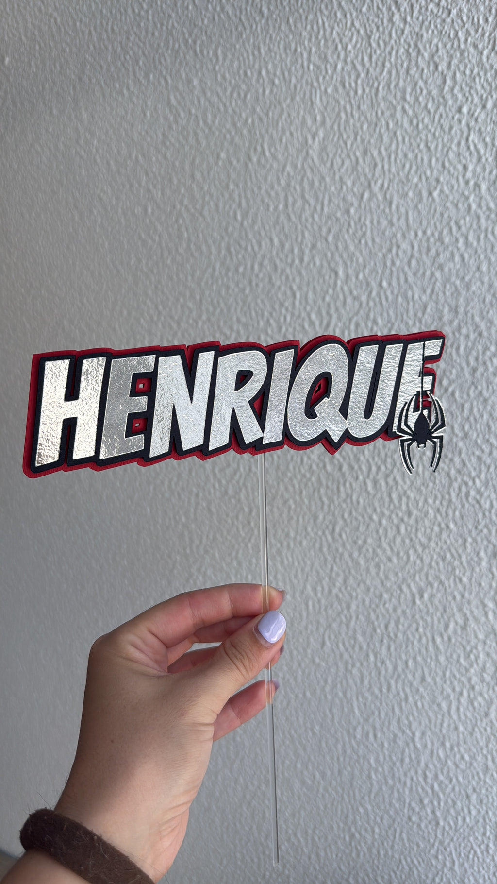 Spider | Topo de bolo nome + prédios