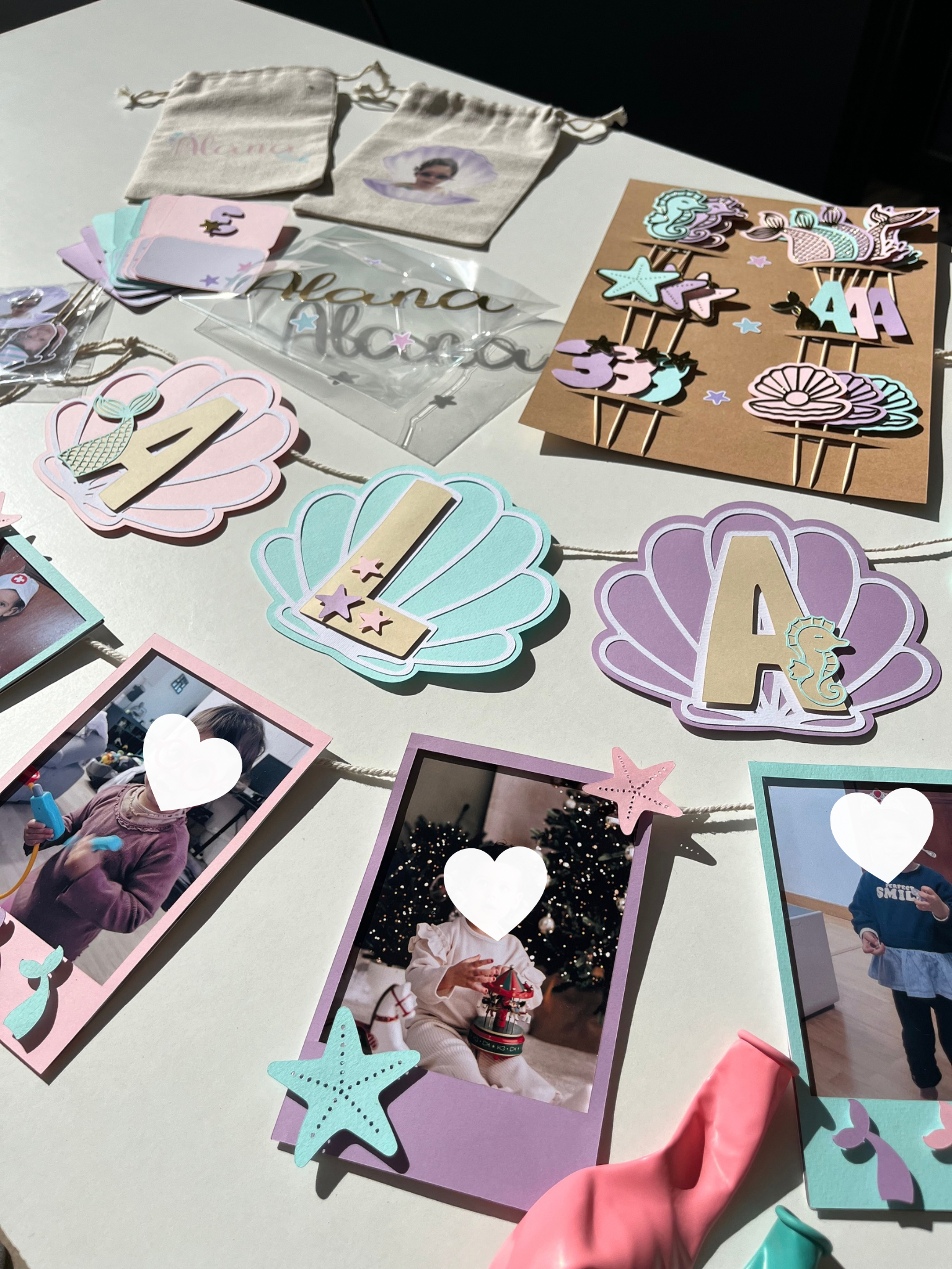 Sereia e mar | Bandeirola poloroid