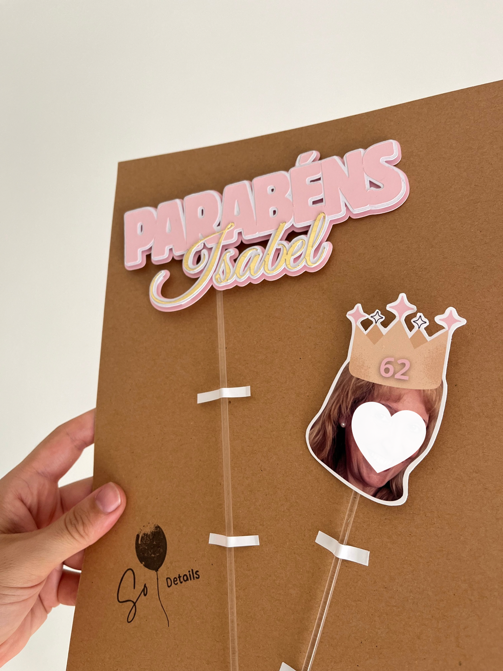 Parabéns nome + cara com coroa | Topo de bolo