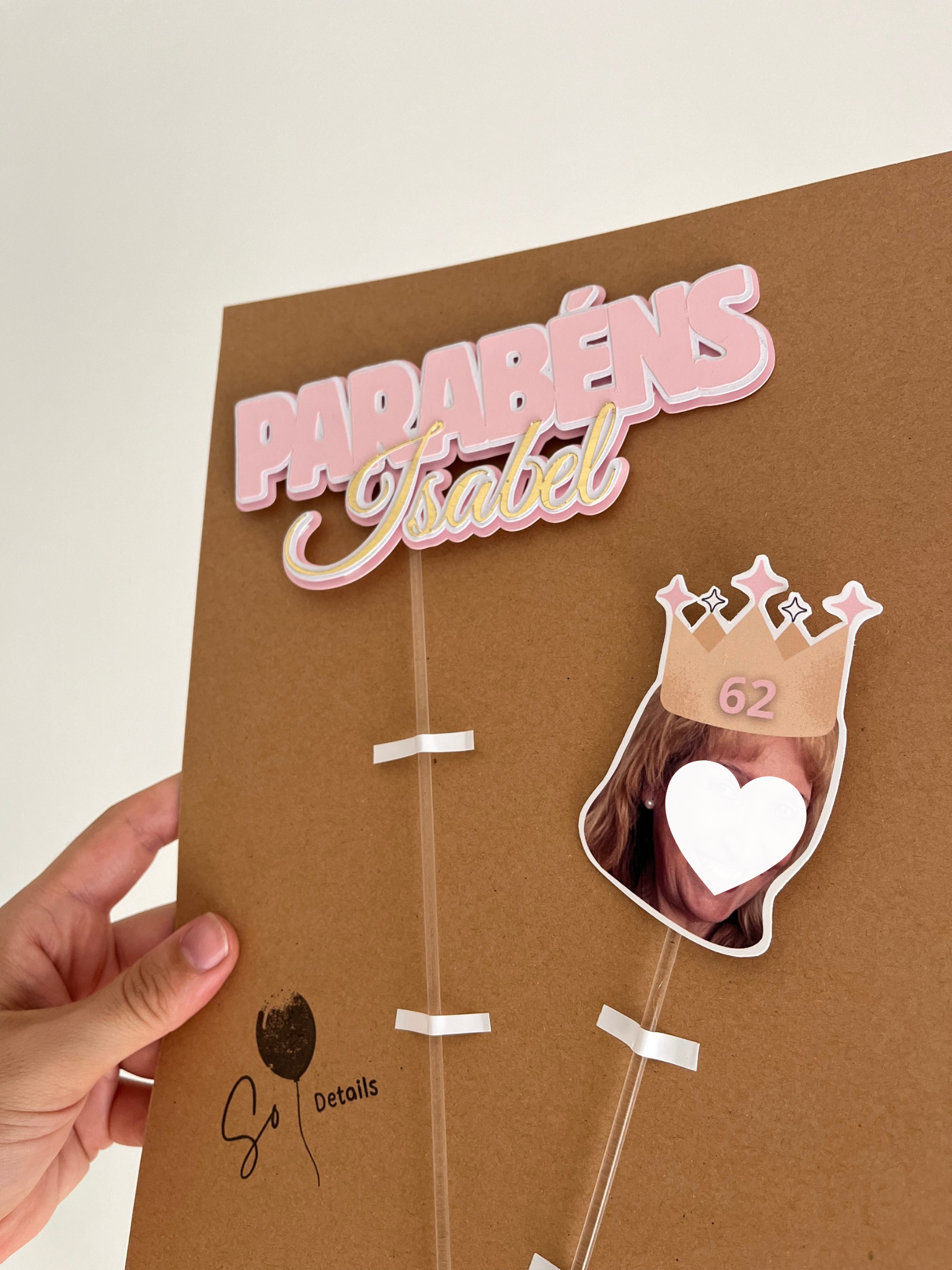 Parabéns nome + cara com coroa | Topo de bolo