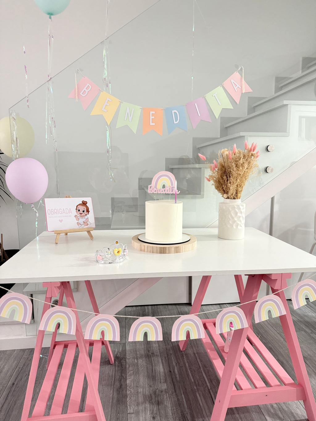 Arco íris minimal | Bandeirola nome