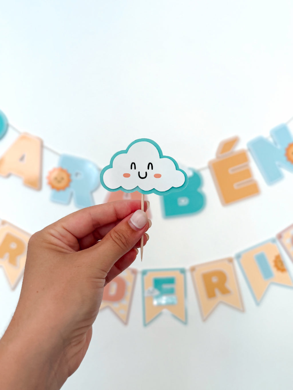 Sol e núvens fofinhos | Mini toppers tema