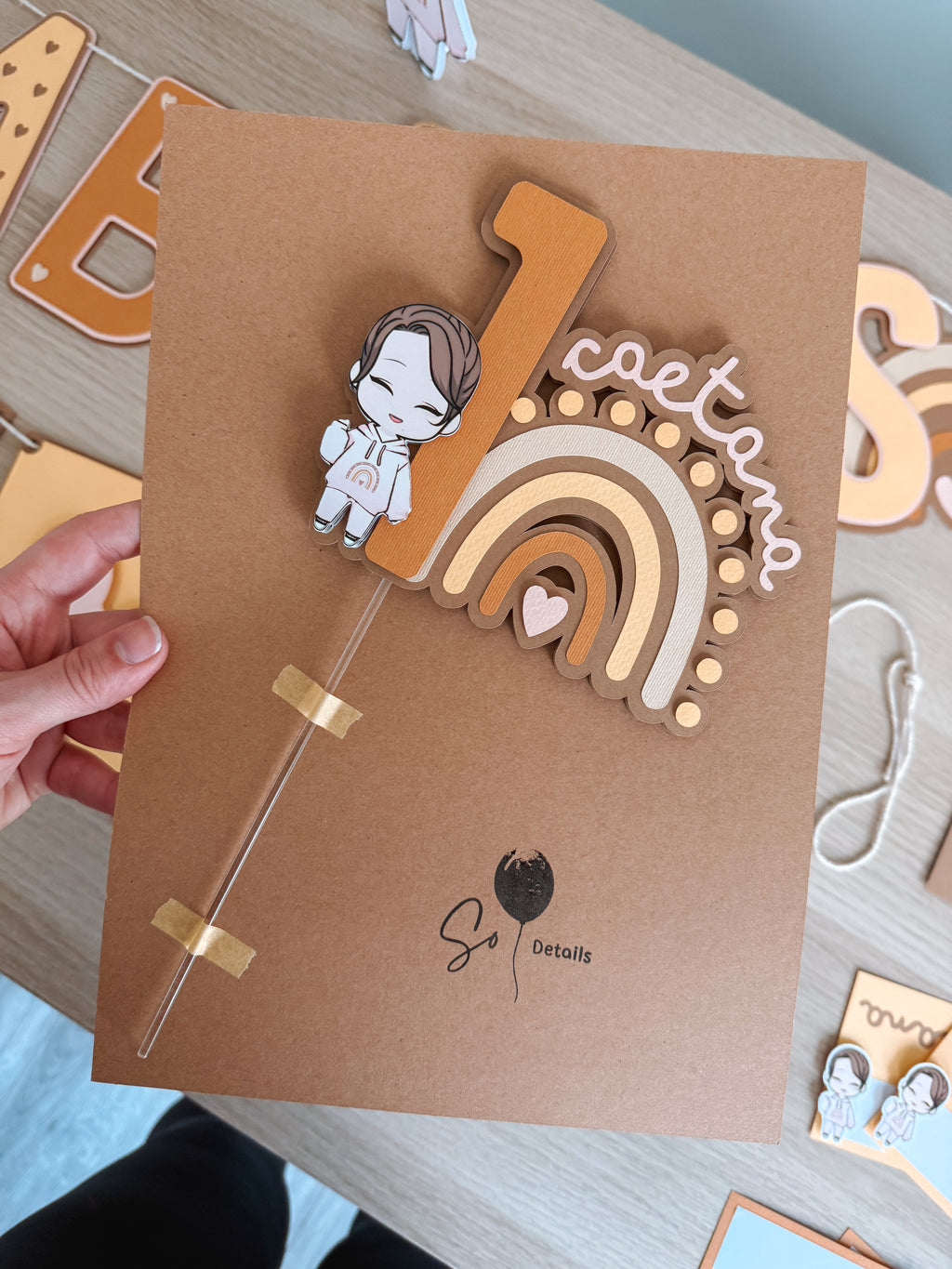 Arco íris boho | Topo de bolo premium