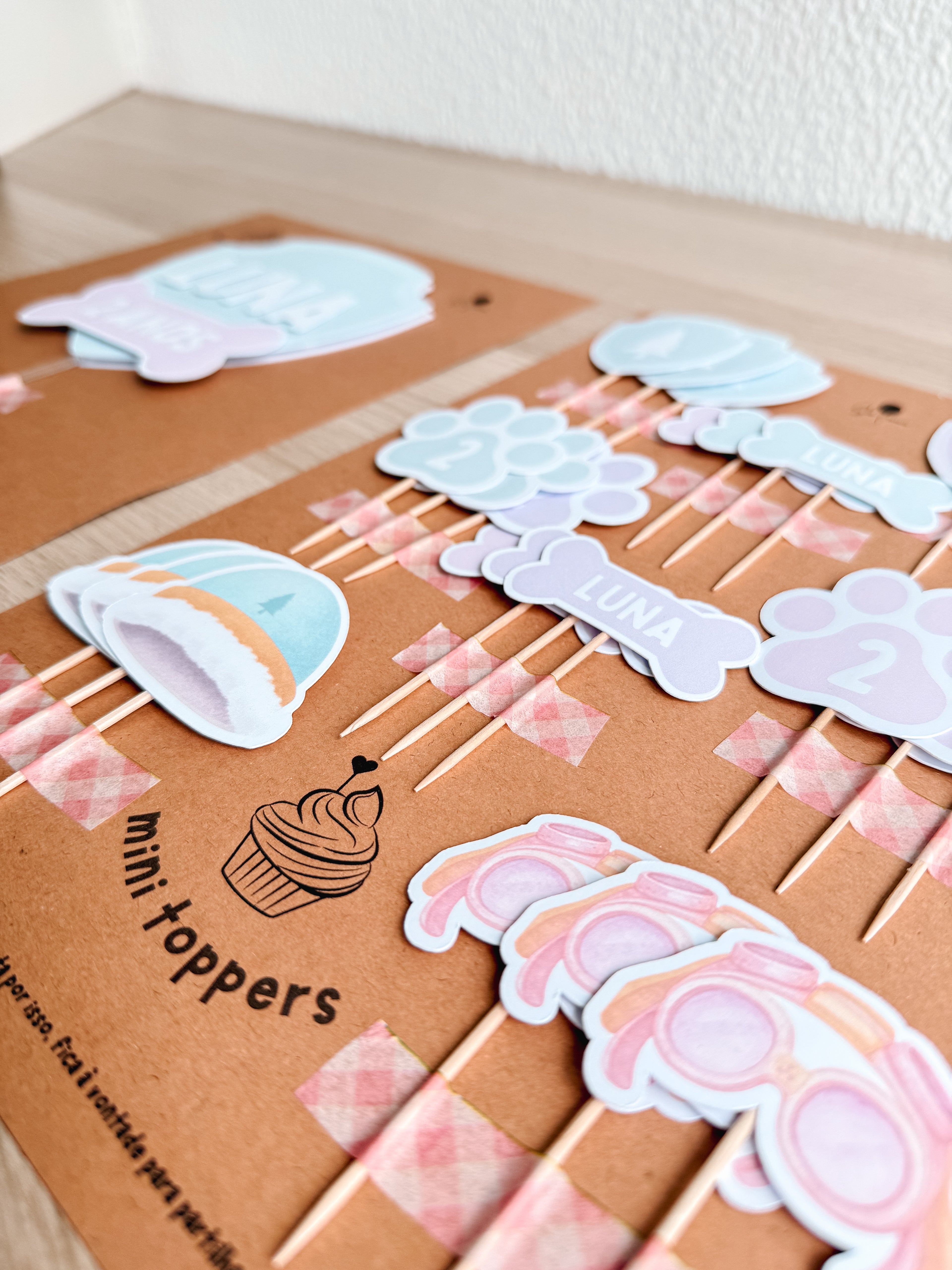 Patas em ação | Mini toppers tema