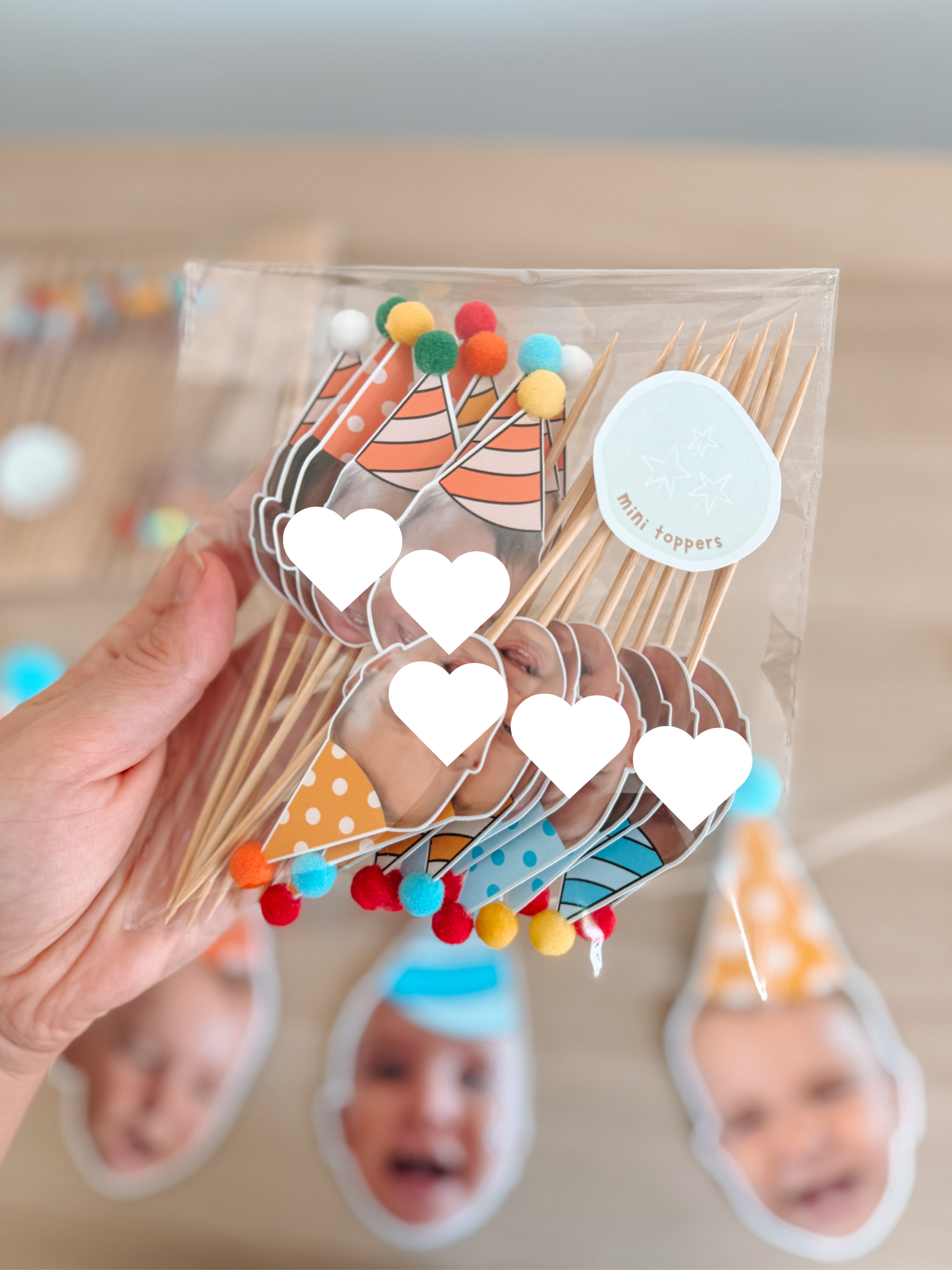 Pompom | Mini toppers carinhas