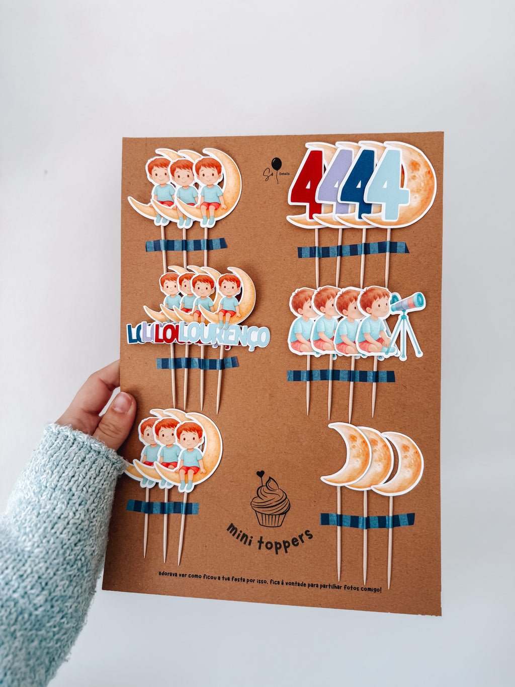 Menino na lua | mini toppers tema