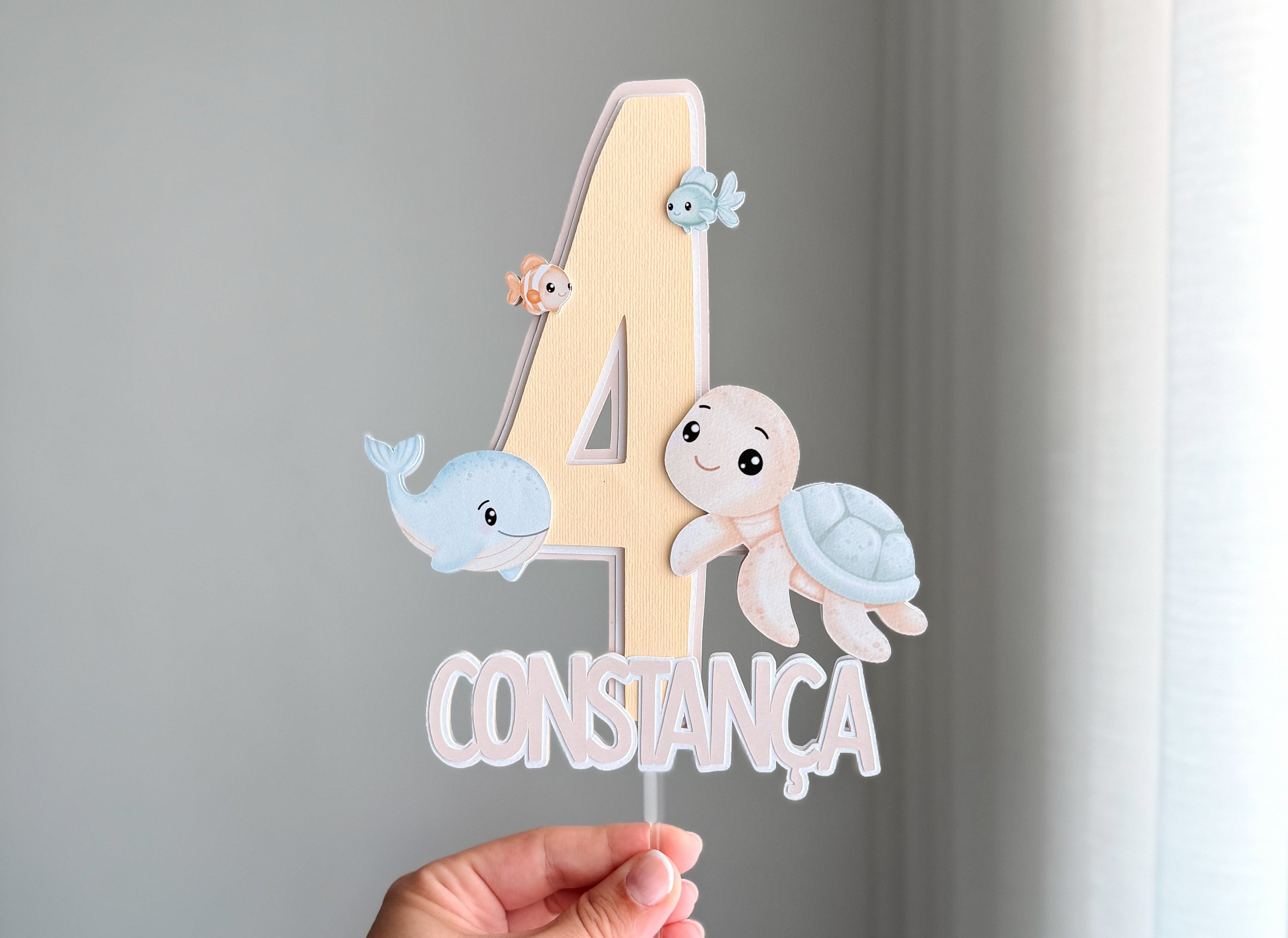 Animais do mar aquarela | Topo de bolo premium