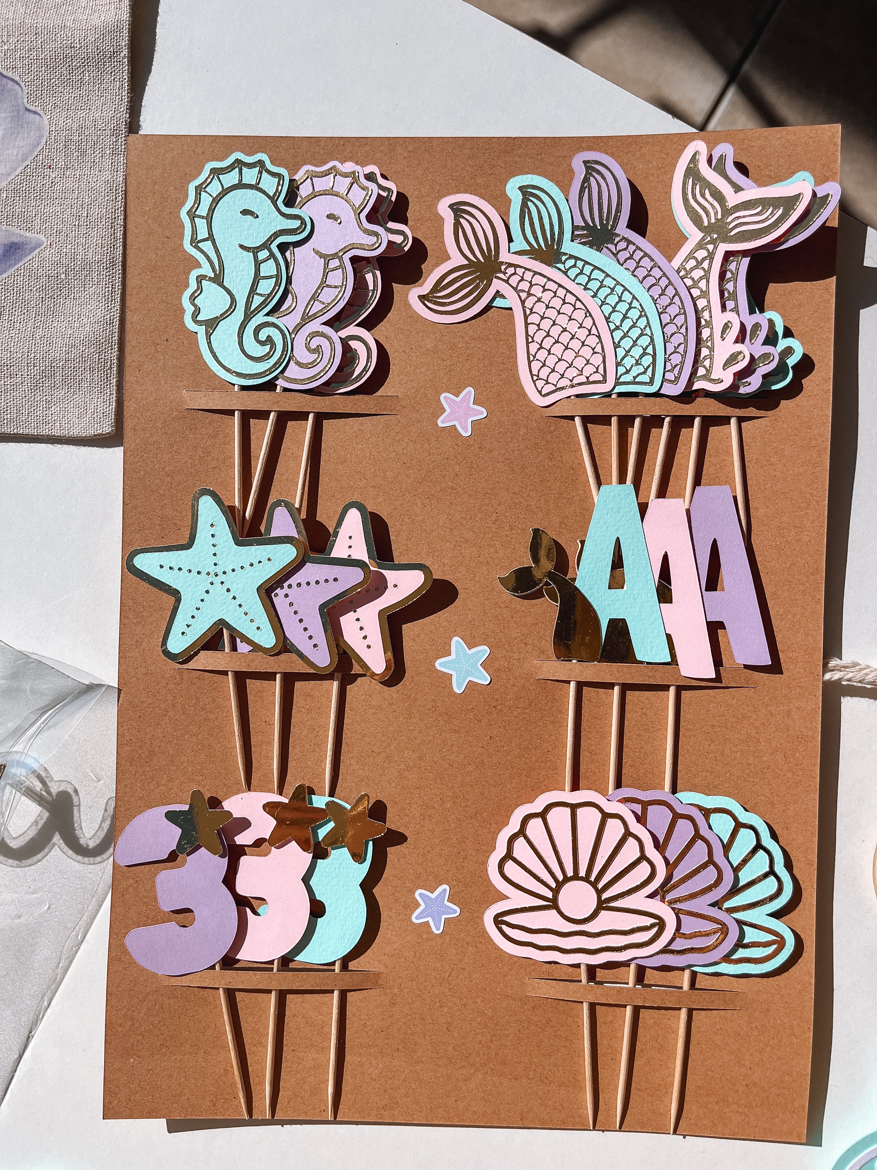 Sereia e mar | Mini toppers tema